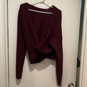 Fashion Nova Burgundy Off-the-Shoulder Sweater